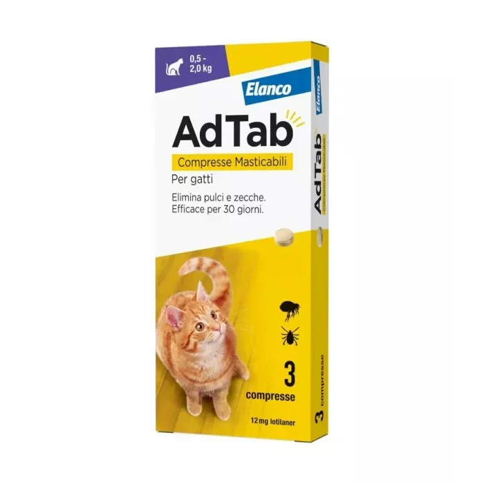 ADTAB GATTI 0.5-2kg (3cpr) - Combatte Pulci e Zecche