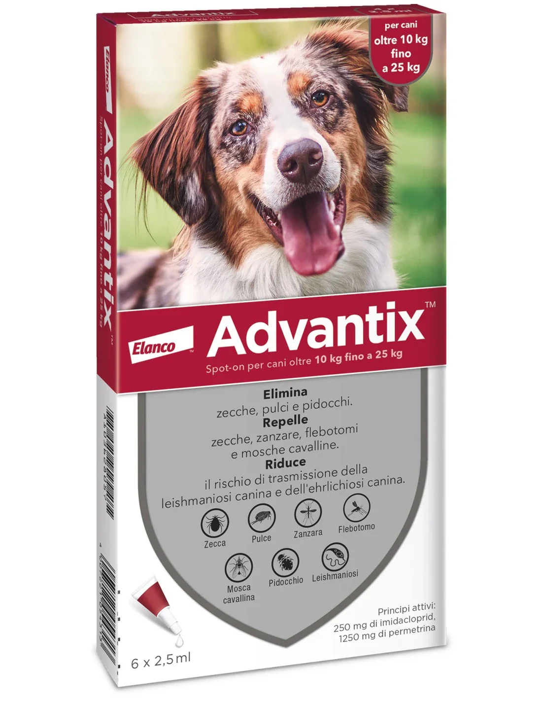 ADVANTIX 10-25 Kg – 6 pipette – Antiparassitario per cani