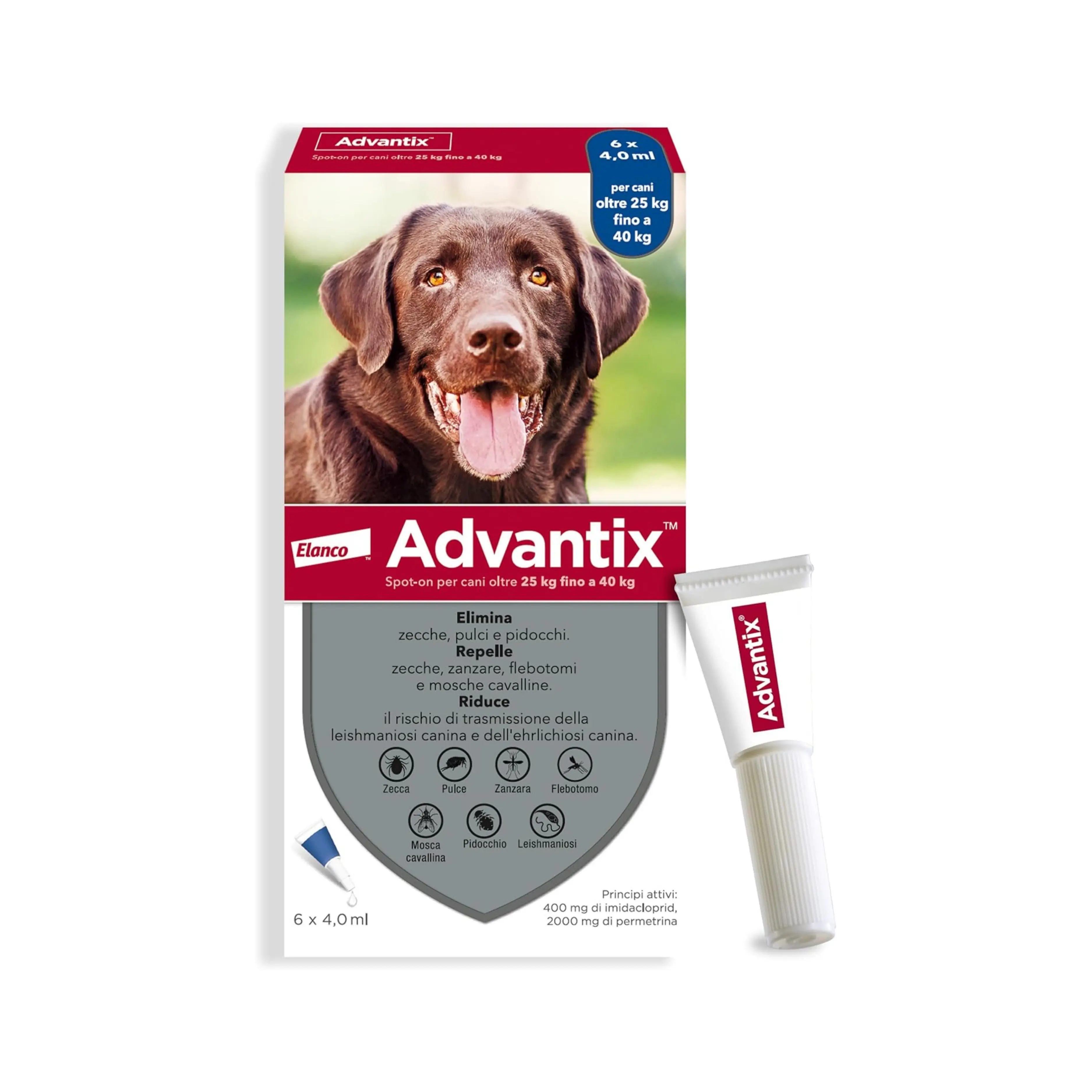 ADVANTIX 25-40 Kg – 6 pipette – Antiparassitario per cani