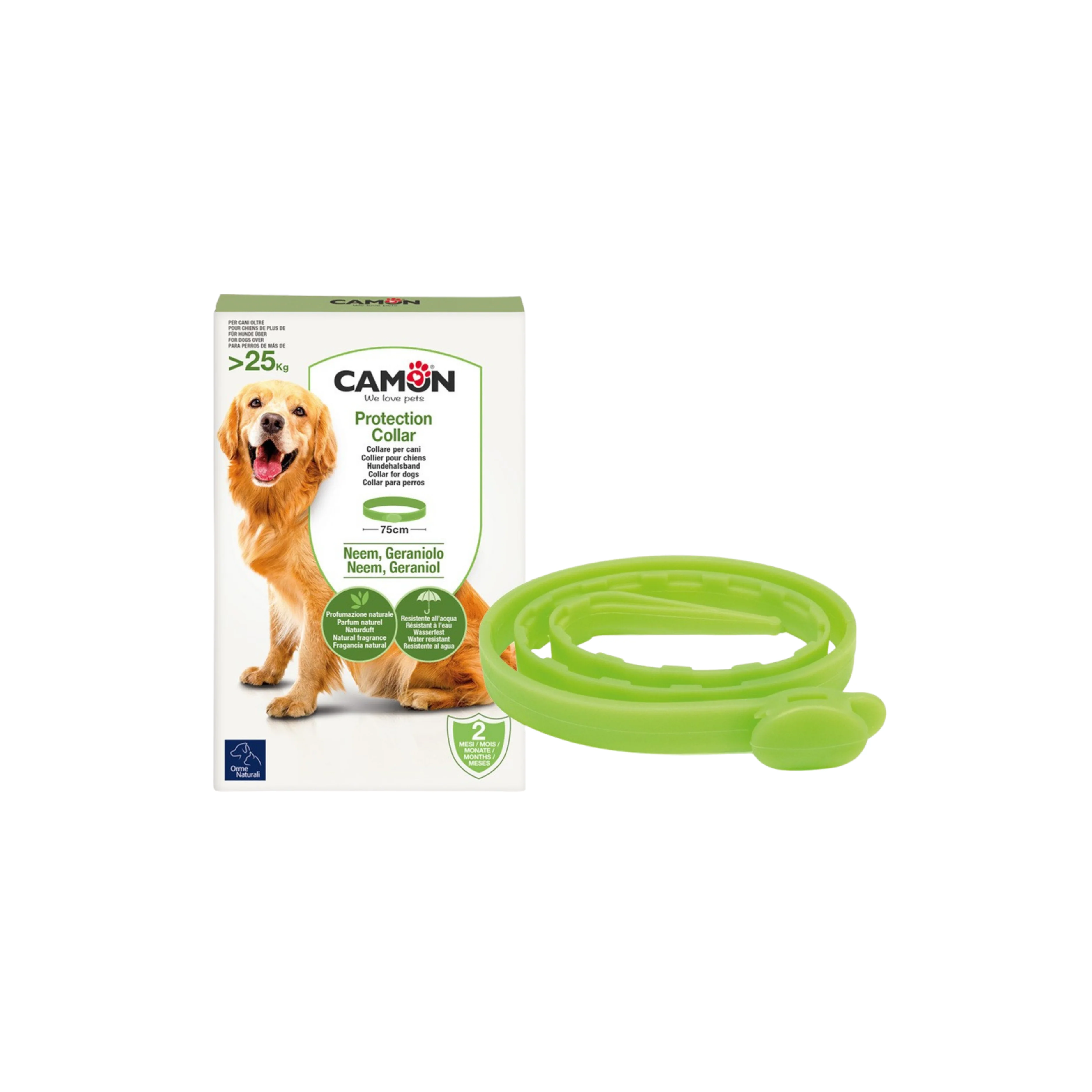 CAMON COLLARE NATURALE 75 cm - Collare protettivo per cani con neem e geranio