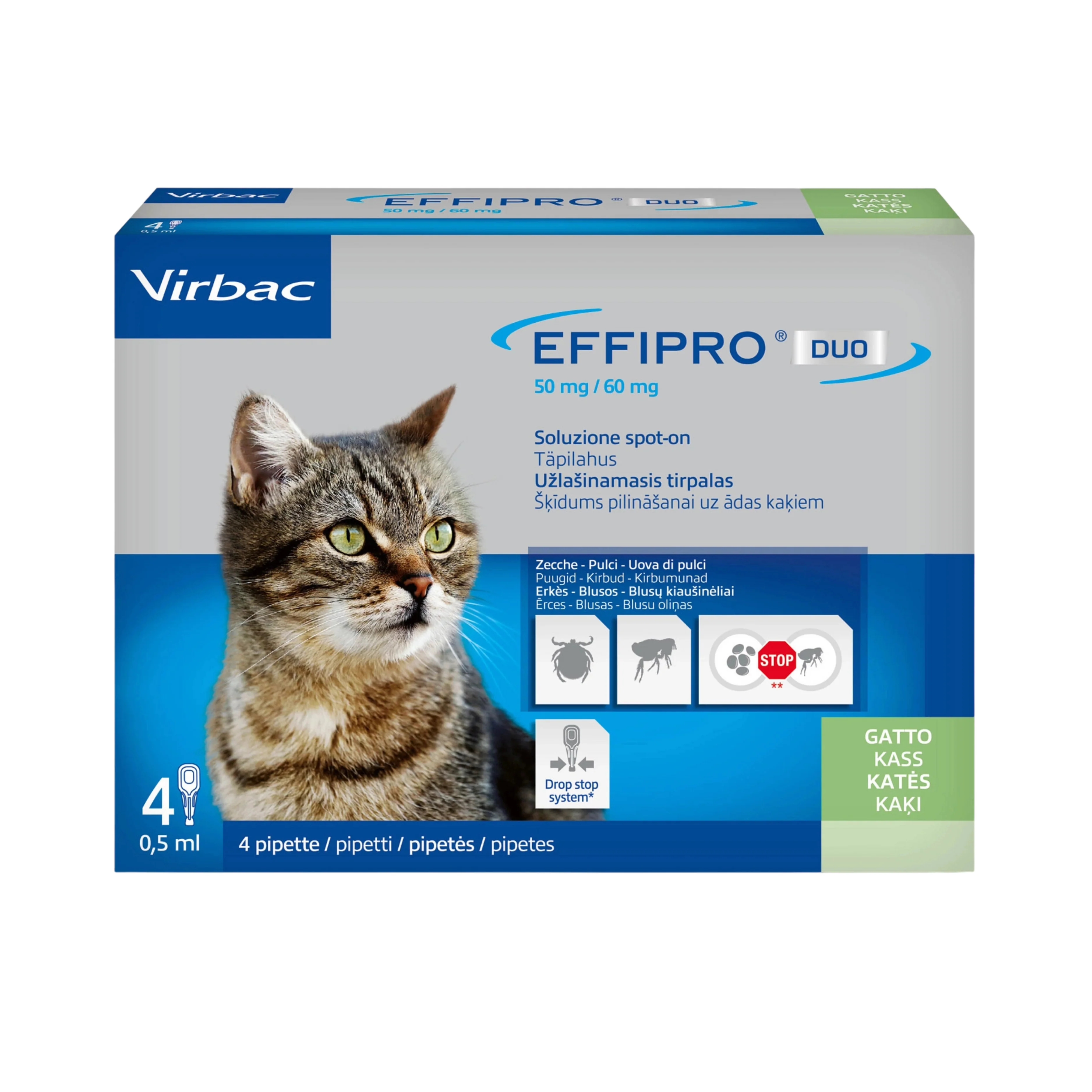 EFFIPRO DUO SPOT ON GATTI (4 Pipette) - Antiparassitario per Gatti