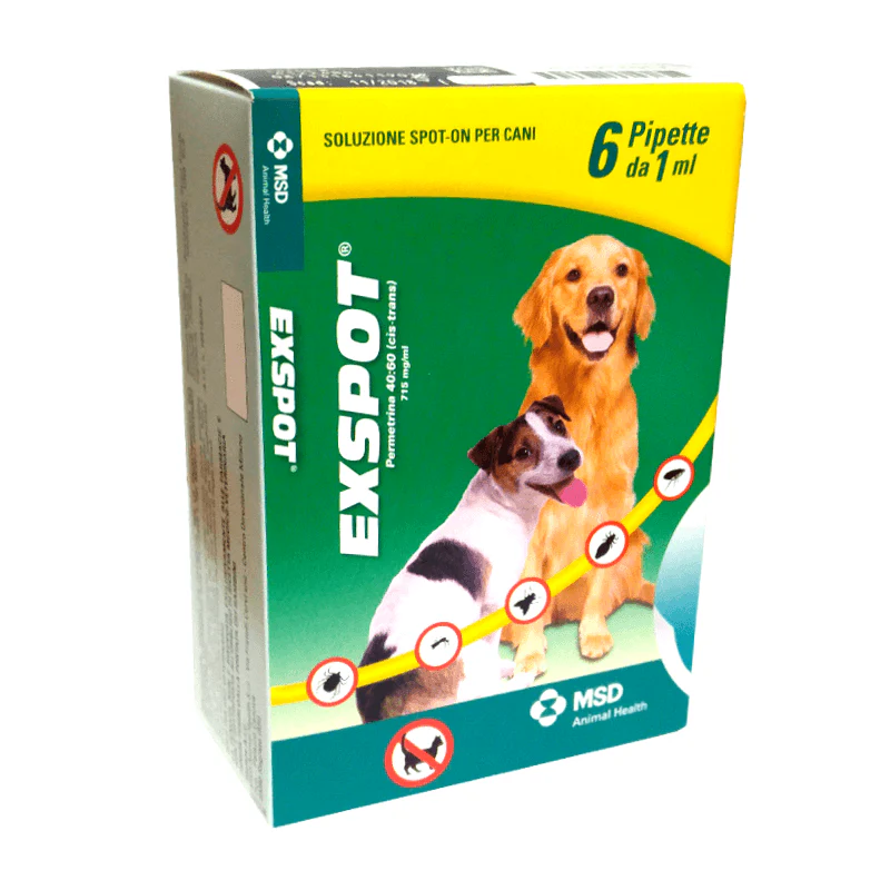 EXSPOT (6 pipette da 1 ml) – Antiparassitario Cani 2,5 Kg-40 Kg