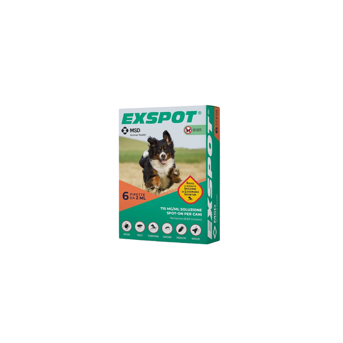 EXSPOT (6 pipette da 2 ml) – Antiparassitario per cani da 41 Kg a 55 Kg