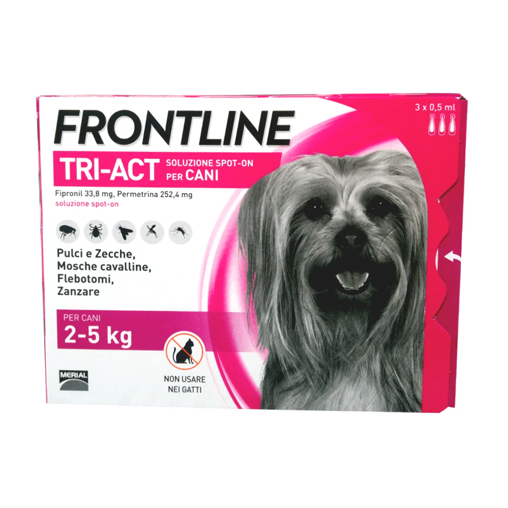 FRONTLINE TRI ACT 2-5 Kg (3 pipette) – Antiparassitario per cani di piccolissima taglia