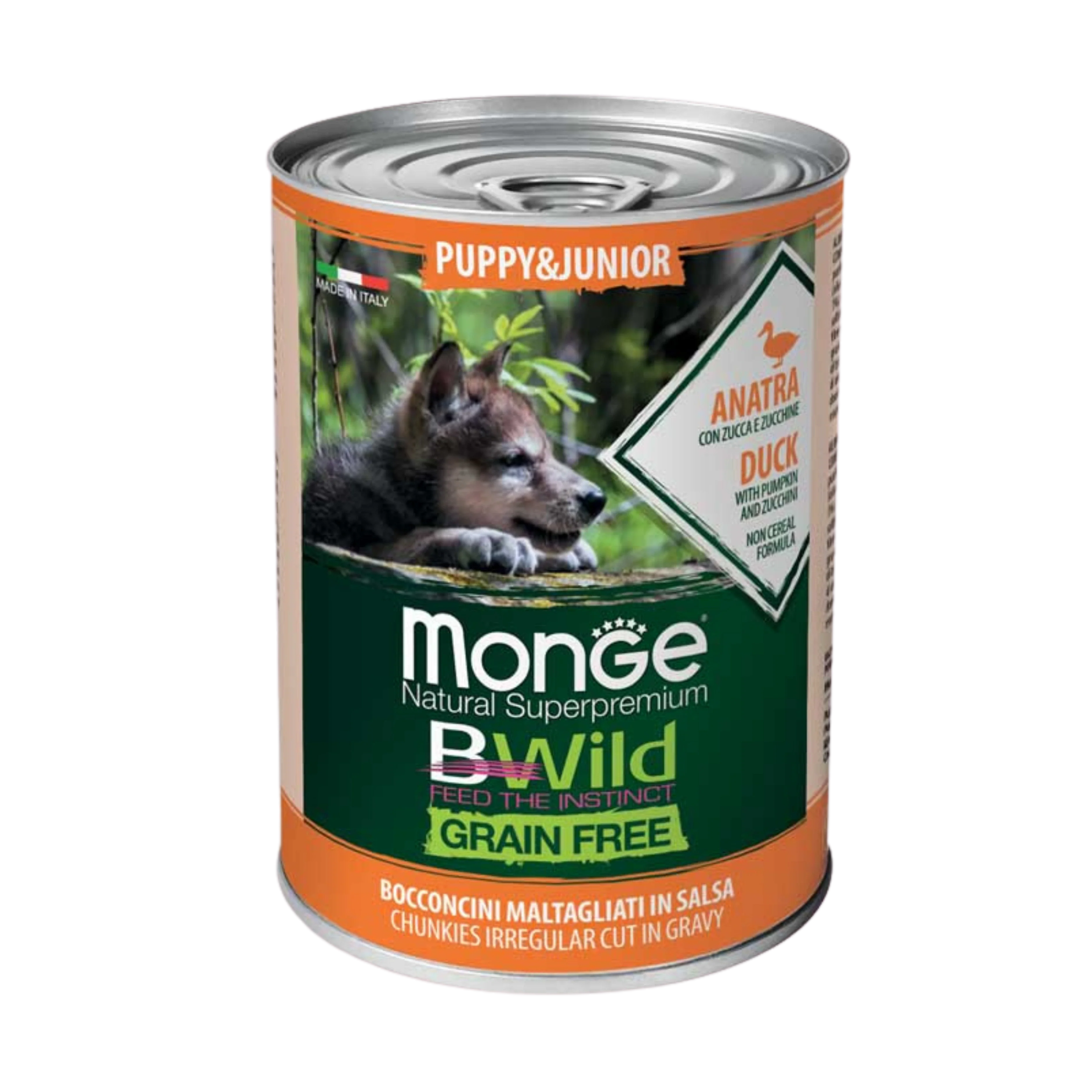 MONGE CANE BWILD PUPPY BOCCONCINI ANATRA GRAIN FREE 400g
