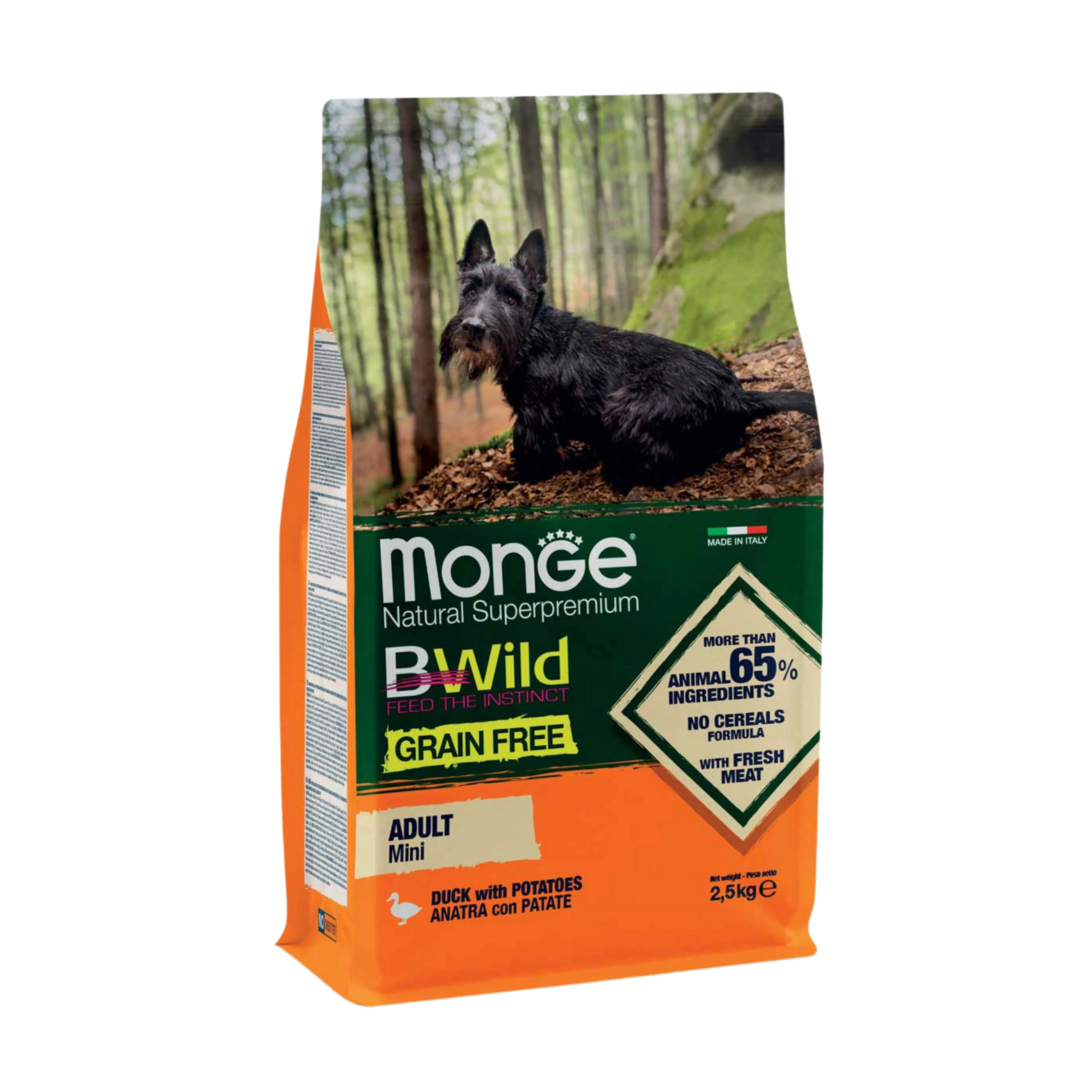 MONGE CANE BWILD GRAIN FREE MINI ANATRA E PATATE 2.5Kg