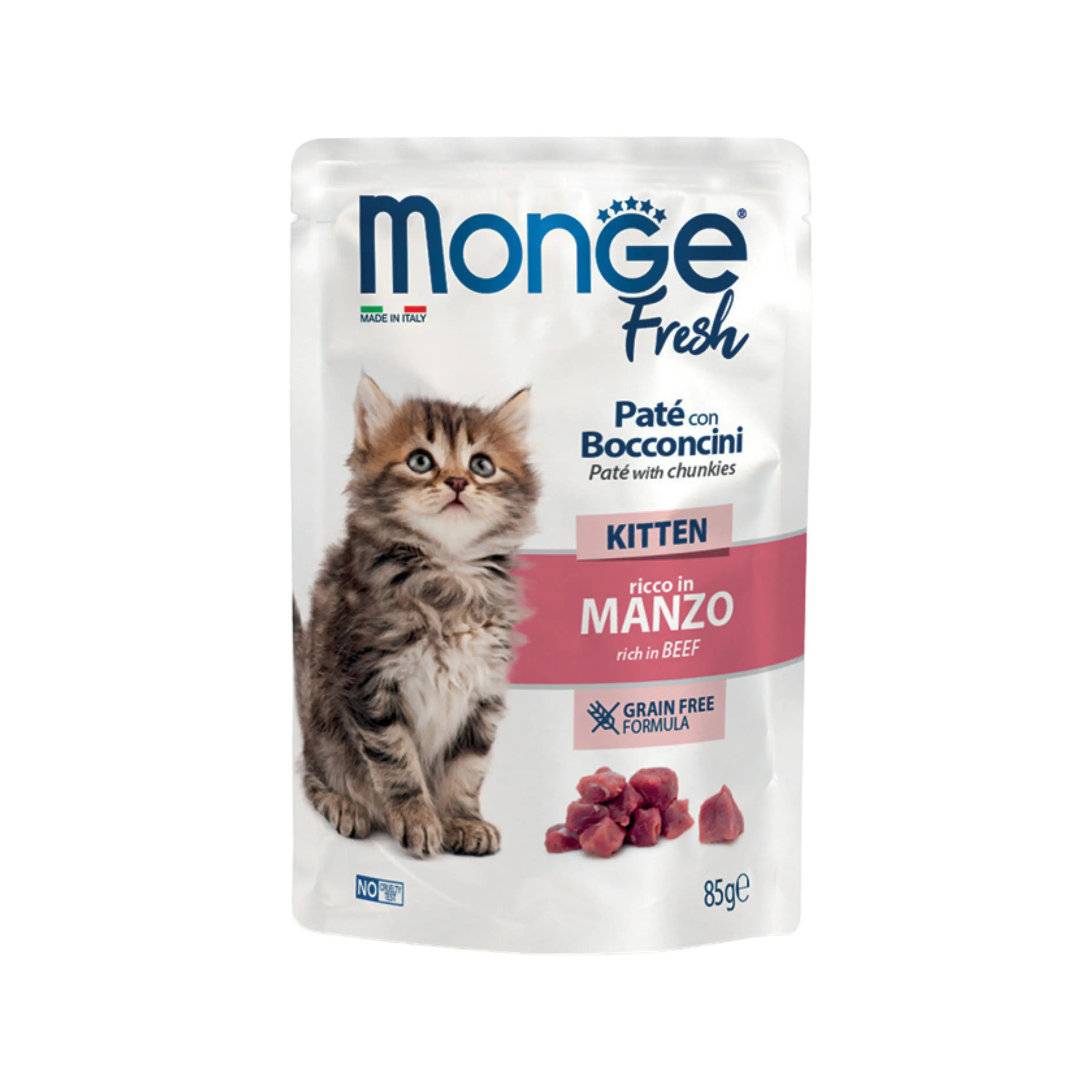 MONGE FRESH GATTO KITTEN PATÉ MANZO 85g