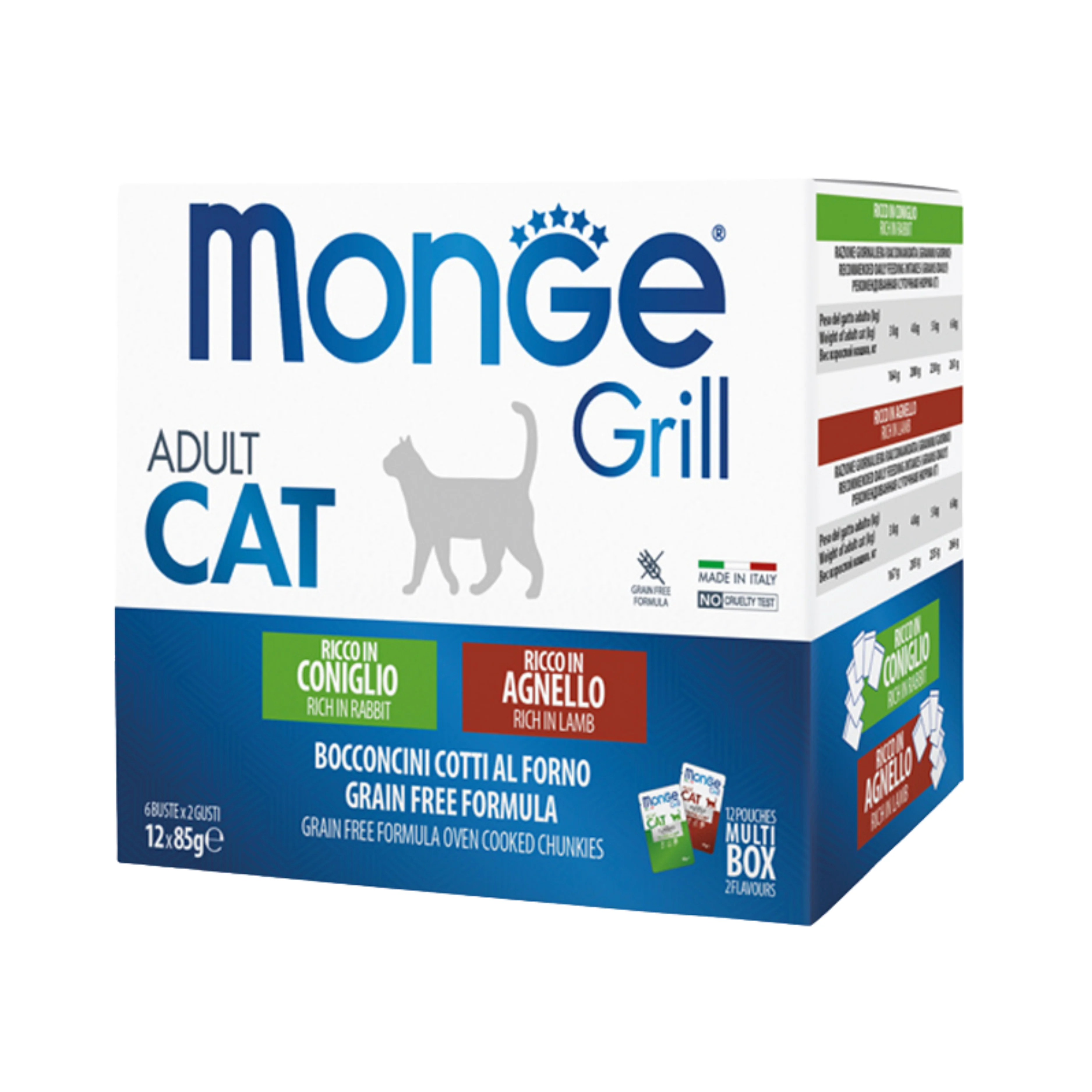 MONGE GRILL CAT ADULT - Coniglio, Agnello 12pz
