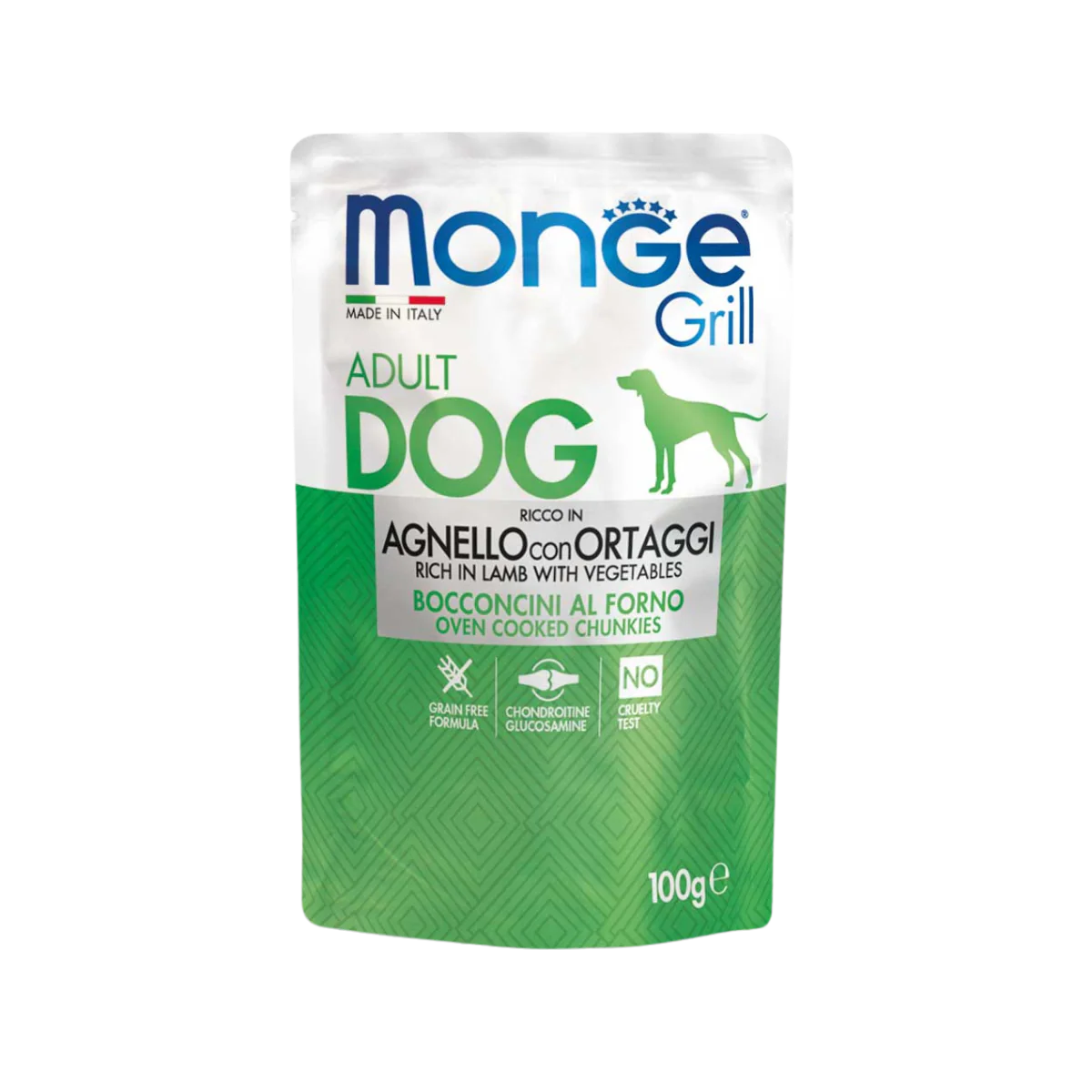 MONGE GRILL DOG ADULT BOCCONCINI AGNELLO CON ORTAGGI 100g