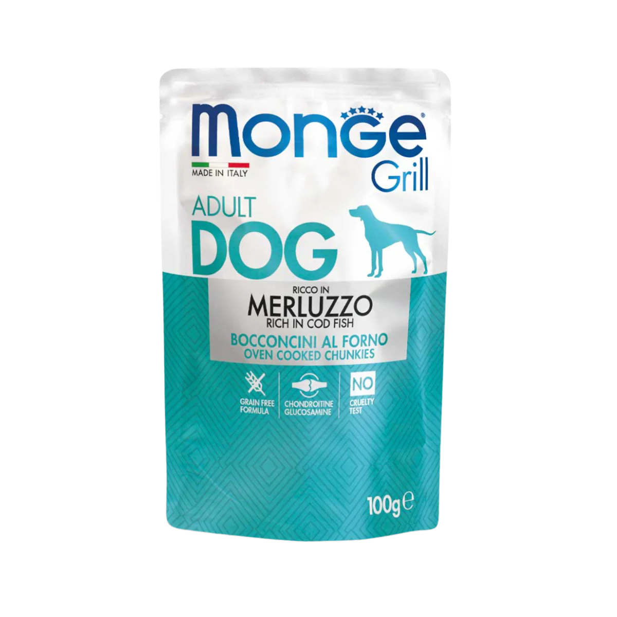MONGE GRILL DOG ADULT BOCCONCINI MERLUZZO 100g