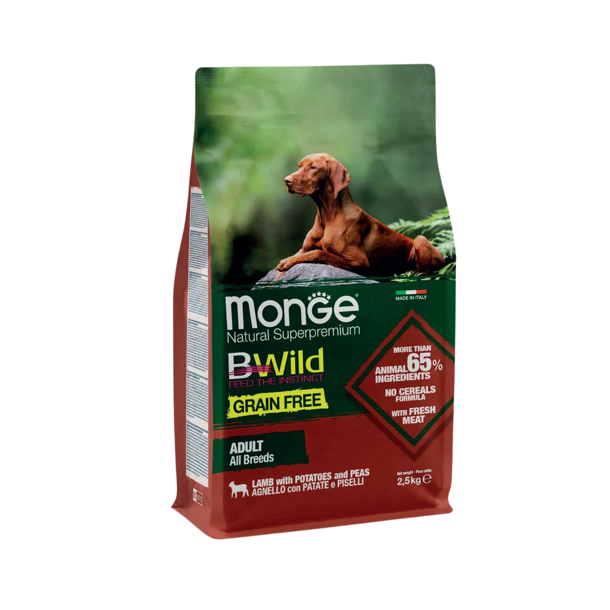 MONGE BWILD CANE GF ALL BREEDS ADULT AGNELLO PATATE E PISELLI