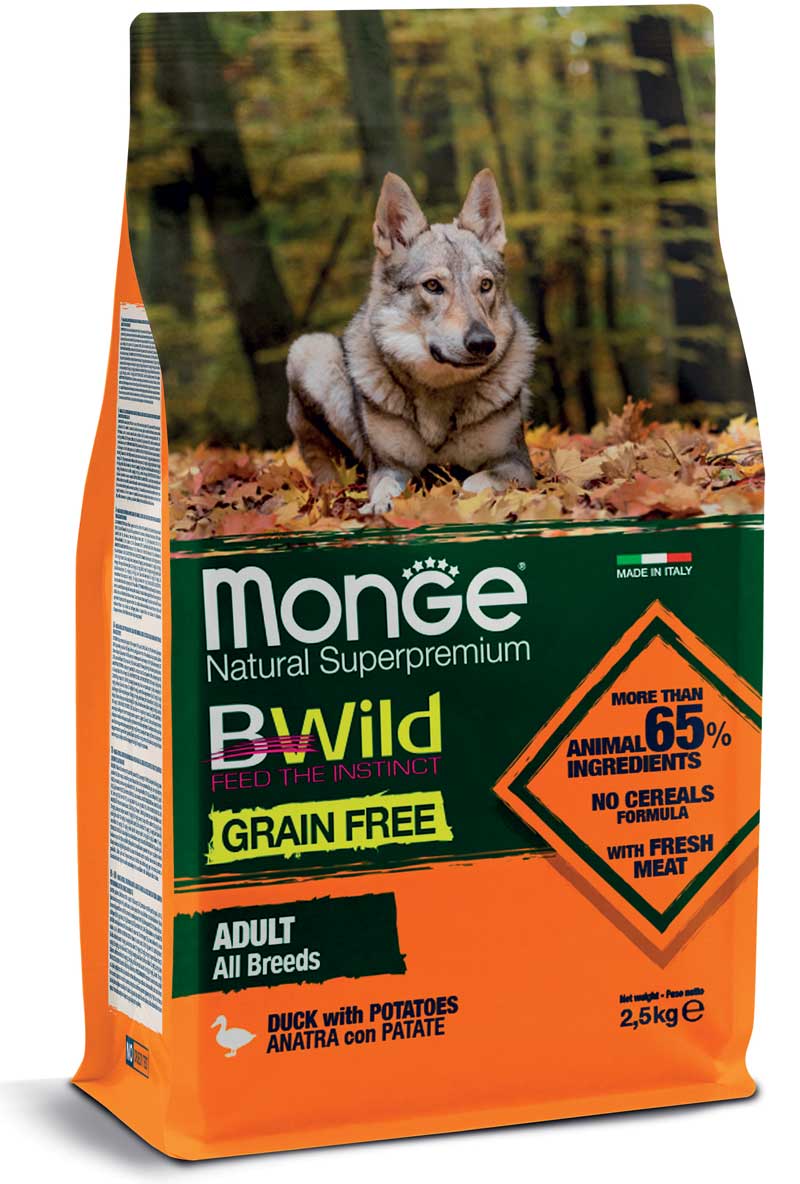 MONGE NATURAL CANE GRAIN FREE ALL BREEDS ADULT ANATRA E PATATE 12kg