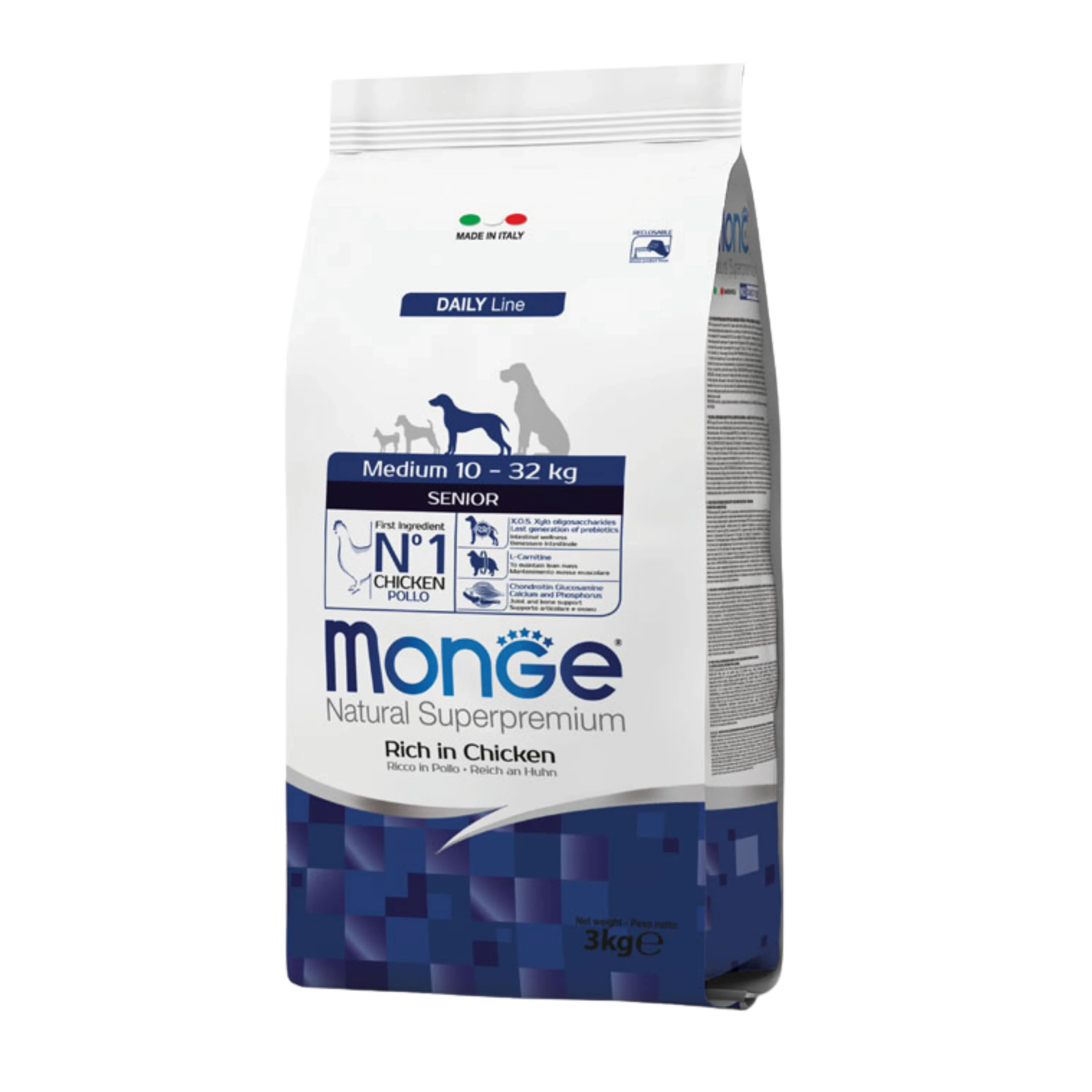 MONGE NATURAL SUPERPREMIUM MEDIUM SENIOR RICCO IN POLLO 3KG