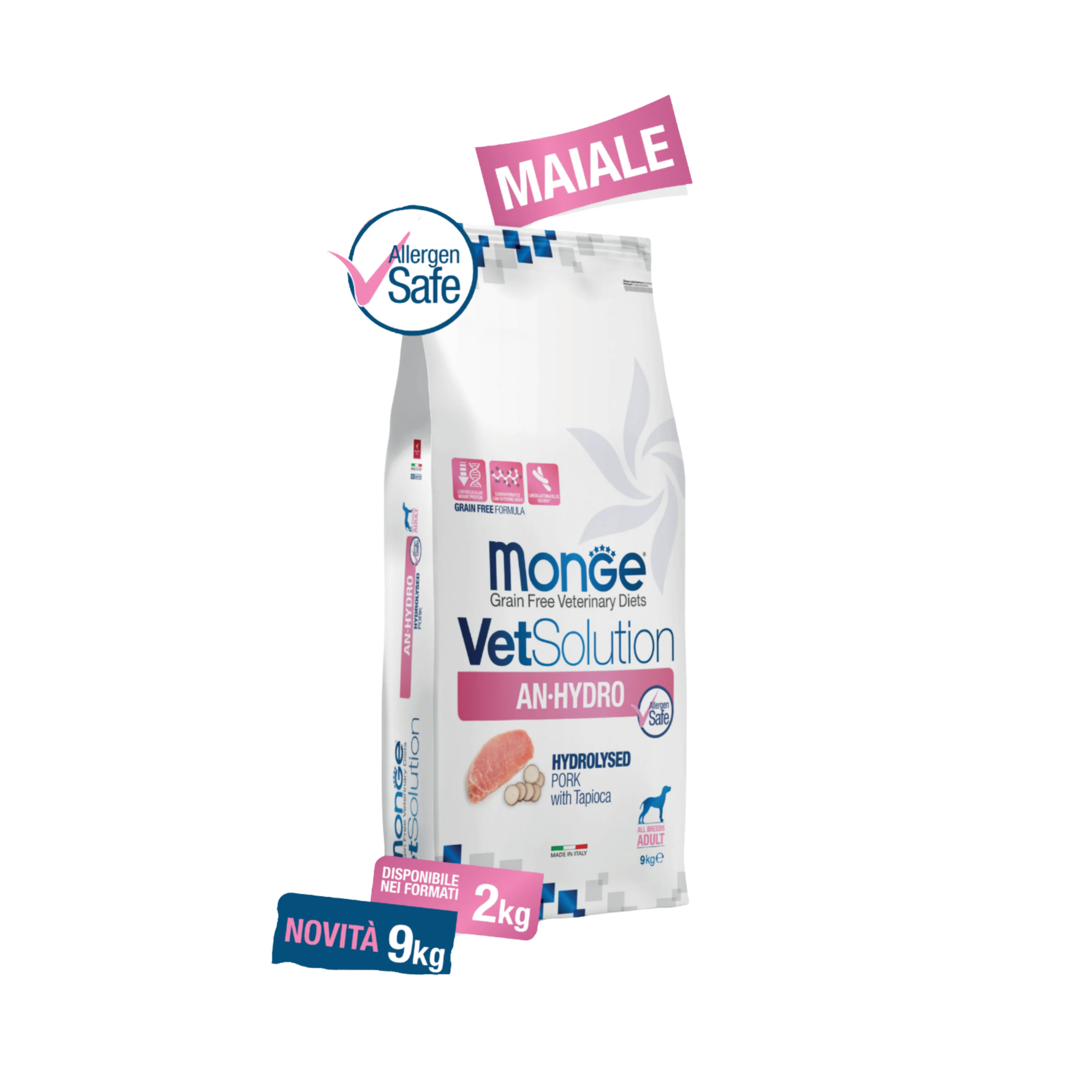 MONGE VETSOLUTION AN-HYDRO CANE - Alimento dietetico completo per cani adulti con sensibilità e intolleranze alimentari