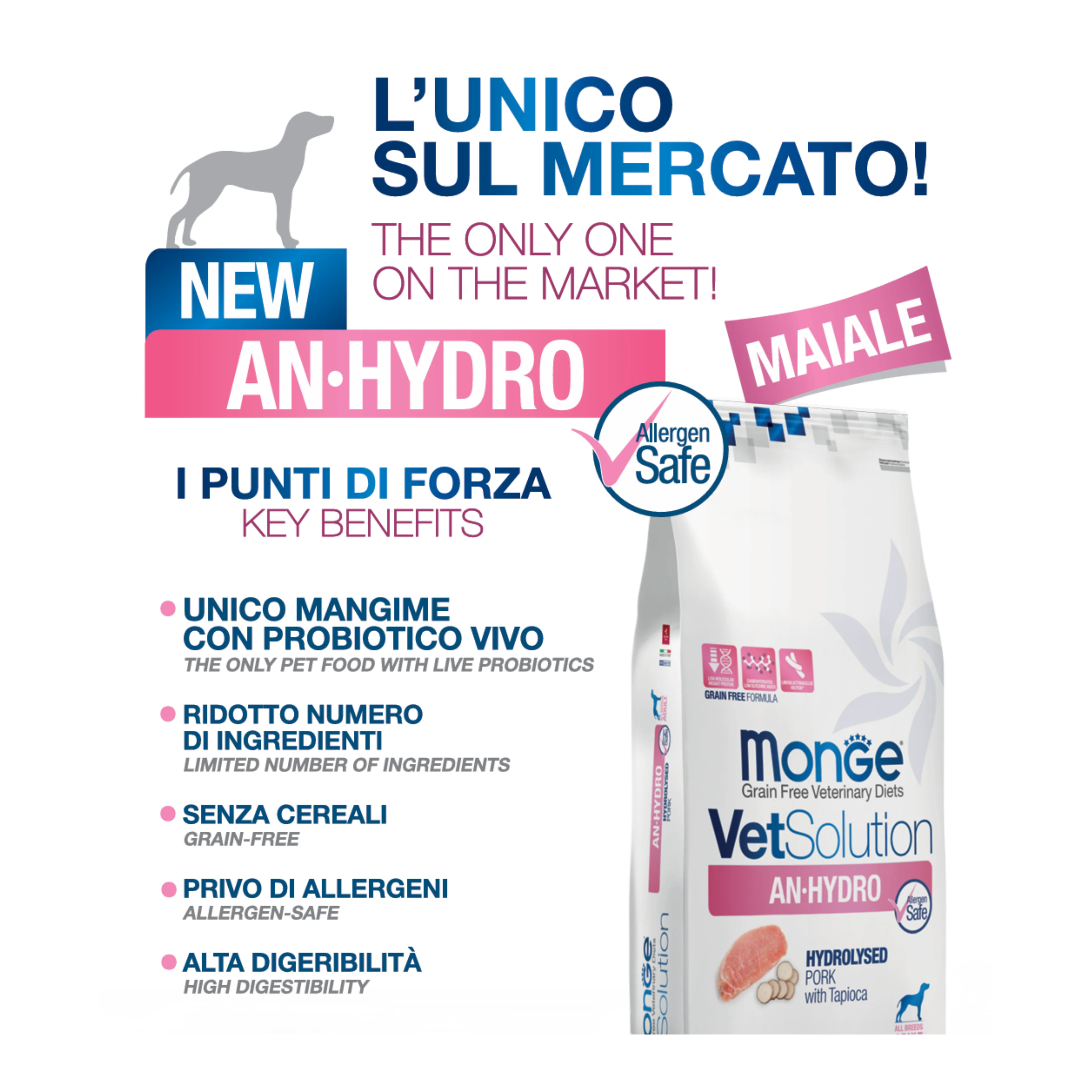 MONGE VETSOLUTION AN-HYDRO CANE - Alimento dietetico completo per cani adulti con sensibilità e intolleranze alimentari - Image 2