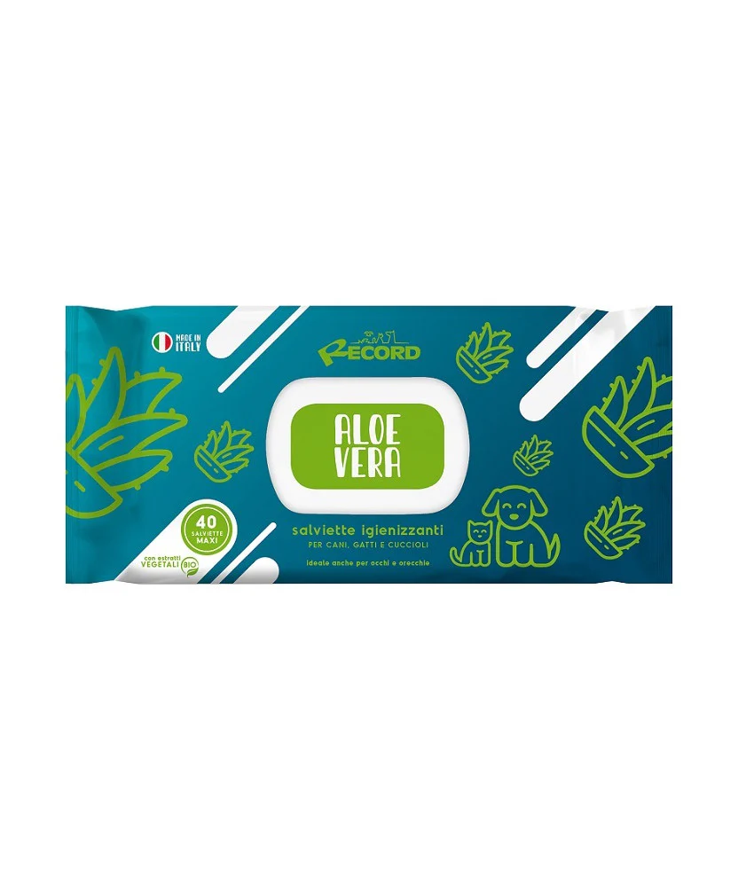 SALVIETTE IGIENIZZANTI ALOE VERA 40pz - Salviette igienizzanti per cani e gatti