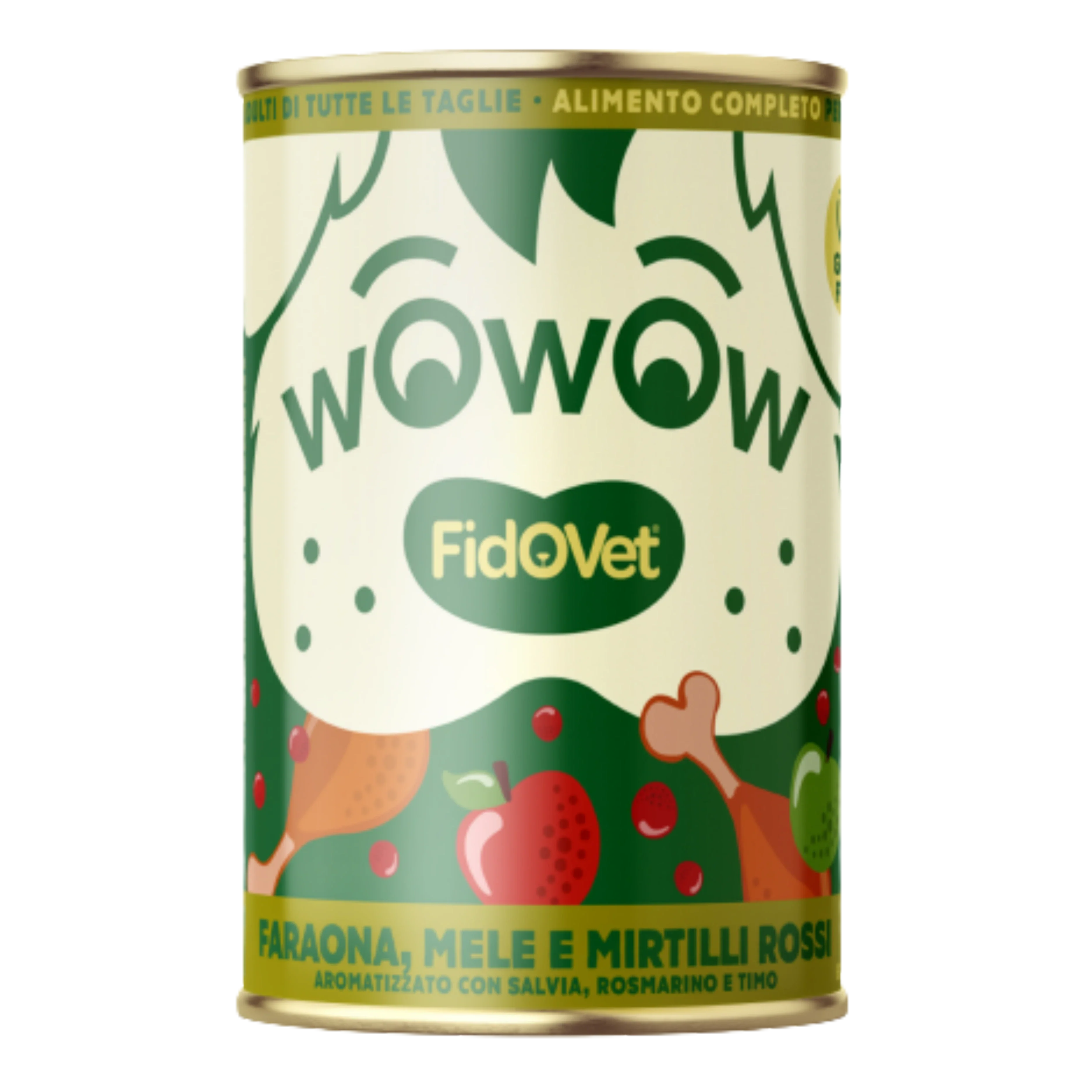 WOWOW ADULT CANE FARAONA CON MELE E MIRTILLI ROSSI 400g